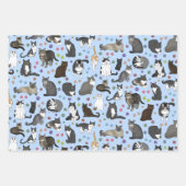 Feuille De Papier Cadeau Chats Lotsa - rose, bleu, jaune (Devant)