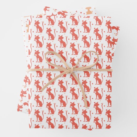 Feuille De Papier Cadeau chats mignons (En situation)