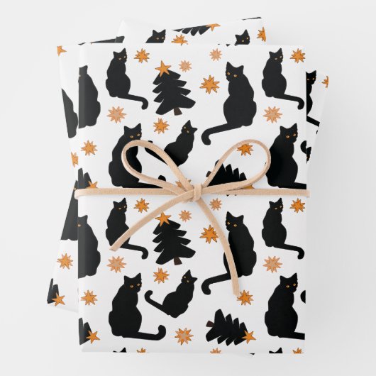 Feuille De Papier Cadeau Chats noirs (En situation)