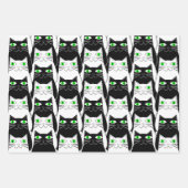 Feuille De Papier Cadeau Chats noirs et blancs (Devant)