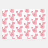 Feuille De Papier Cadeau Chats noirs roses Coeurs Anniversaire (Devant)