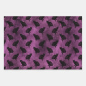 Feuille De Papier Cadeau Chats noirs sur violet (Devant)