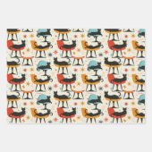 Feuille De Papier Cadeau Chats rétro sur chaise Motif (Devant 2)
