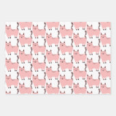 Feuille De Papier Cadeau Chats roses mignons, Coeurs et Maisons (Devant)