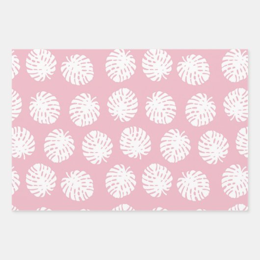 Feuille De Papier Cadeau Chats tropicaux d'été ensemble rose pastel 3 (Devant 2)