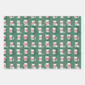 Feuille De Papier Cadeau chatte chaton de noël avec arc pour cadeau donner (Devant)