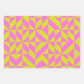 Feuille De Papier Cadeau Chaud rose Lime Chartreuse Motif géométrique (Devant 2)