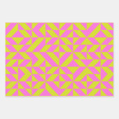 Feuille De Papier Cadeau Chaud rose Lime Chartreuse Motif géométrique (Devant)