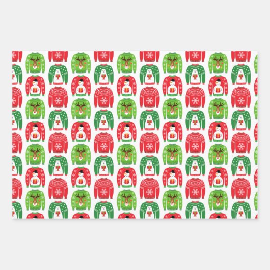 Feuille De Papier Cadeau Chauffage Xmas moche Ours polaire Snowman Rudolf R (Devant 3)