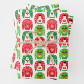 Feuille De Papier Cadeau Chauffage Xmas moche Ours polaire Snowman Rudolf R (En situation)