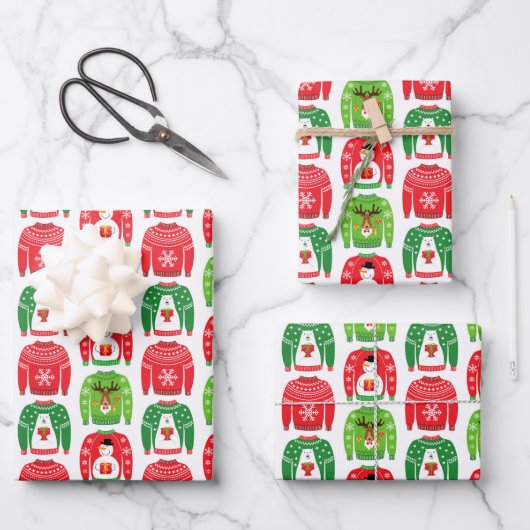 Feuille De Papier Cadeau Chauffage Xmas moche Ours polaire Snowman Rudolf R (Recto)