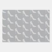 Feuille De Papier Cadeau Chaussures à talons hauts diamantées gris blanc ma (Devant)