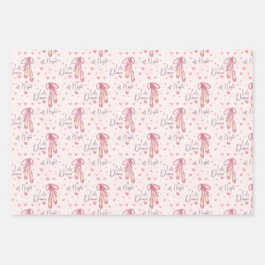 Feuille De Papier Cadeau Chaussures et coeurs de ballet (Devant)