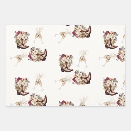 Feuille De Papier Cadeau Chaussures et mousseux Bohème occidentale Enterrem (Devant 2)