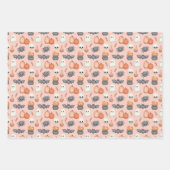 Feuille De Papier Cadeau Chauves-souris et araignées Halloween (Devant)