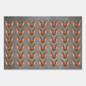 Feuille De Papier Cadeau Chauves volantes déplaisantes en rose orange vert (Devant 2)