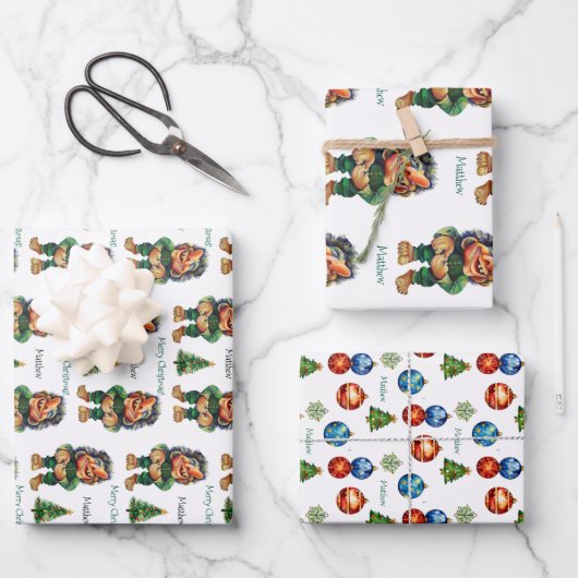 Feuille De Papier Cadeau Cheeky Christmas Troll et Tree Delight (Recto)