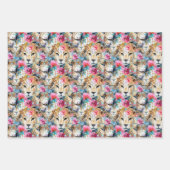 Feuille De Papier Cadeau Cheetah Floral Boho Motif d'aquarelle (Devant 2)