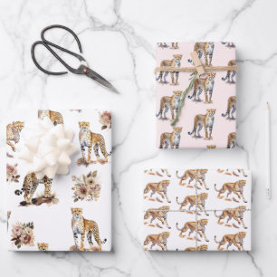 Feuille De Papier Cadeau Cheetahs Floral