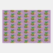 Feuille De Papier Cadeau Chef pâtissier Dragon Vert (Devant)