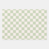 Feuille De Papier Cadeau Chèque Pastel Vert À damiers Sage Check (Devant)