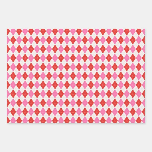 Feuille De Papier Cadeau Chèques fraises et Jacquard Noël Rose Vert (Devant 2)