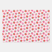 Feuille De Papier Cadeau Chèques fraises et Jacquard Noël Rose Vert (Devant)