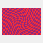 Feuille De Papier Cadeau Chèques rouges pourpres rétro À damiers (Devant 3)