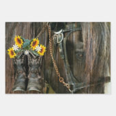 Feuille De Papier Cadeau Cheval Boots Cowboy Saddle Horseshoe (Devant 2)