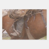 Feuille De Papier Cadeau Cheval Brown Western Rodeo Cowboy (Devant 3)