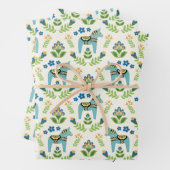 Feuille De Papier Cadeau Cheval de Dala suédois Turquoise (En situation)