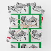 Feuille De Papier Cadeau Cheval de Noël et Père Noël (En situation)