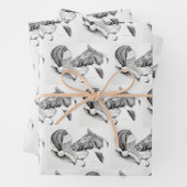 Feuille De Papier Cadeau Cheval de Noël et Père Noël (En situation)