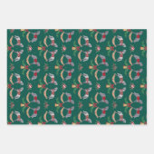 Feuille De Papier Cadeau Cheval Nostalgale à Rocking avec Branches Holly Fi (Devant 3)