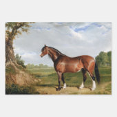 Feuille De Papier Cadeau Cheval Peinture à l'huile équestre Découpage Vinta (Devant 2)