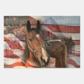 Feuille De Papier Cadeau Cheval Rustic Barne drapeau américain (Devant 3)