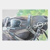 Feuille De Papier Cadeau Cheval Western Rustic Brown Découpage vert (Devant 3)