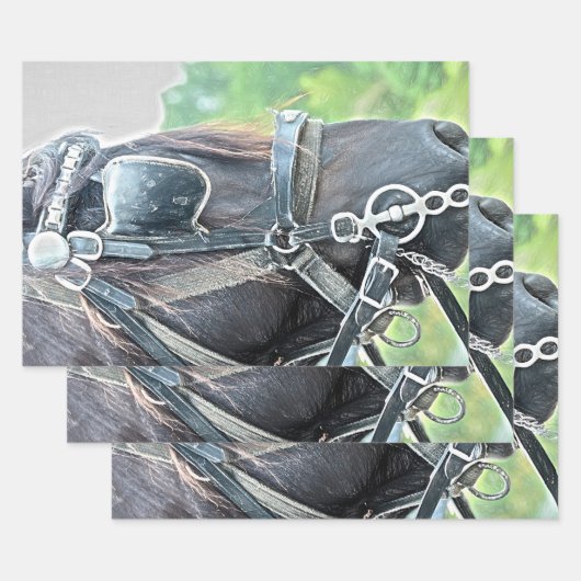 Feuille De Papier Cadeau Cheval Western Rustic Brown Découpage vert (Lot)