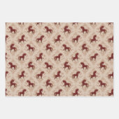 Feuille De Papier Cadeau Chevaux avec des éléments floraux (Devant 3)