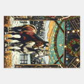 Feuille De Papier Cadeau Chevaux de Cartoon Festif en Bande dessinée (Devant 3)