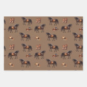 Feuille De Papier Cadeau Chevaux de Cowboy Brown (Devant 3)