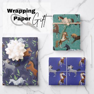 Feuille De Papier Cadeau Chevaux mignons