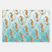 Feuille De Papier Cadeau Chevaux Sous Les Caraïbes Mer Turquoise Bleue (Devant 2)