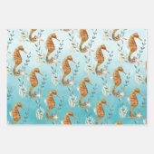 Feuille De Papier Cadeau Chevaux Sous Les Caraïbes Mer Turquoise Bleue (Devant)