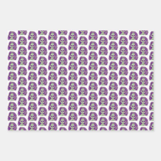 Feuille De Papier Cadeau Cheveux Déplaisant tête de poupée (Devant 3)