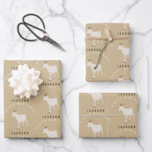 Feuille De Papier Cadeau Chèvre ferme animal Motif Personnalisé Anniversair