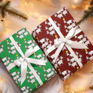 Feuille De Papier Cadeau Chèvres Père Noël empilées amusantes