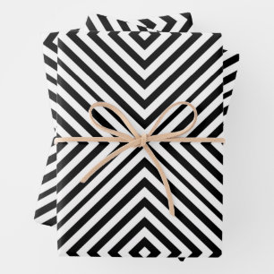 Feuille De Papier Cadeau Chevron Diamant Noir