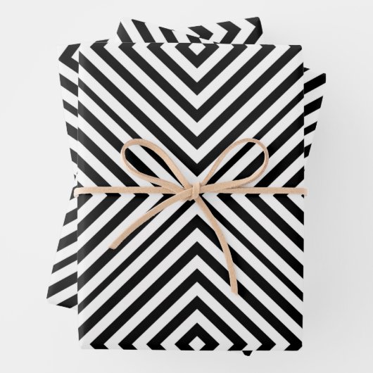 Feuille De Papier Cadeau Chevron Diamant Noir (En situation)