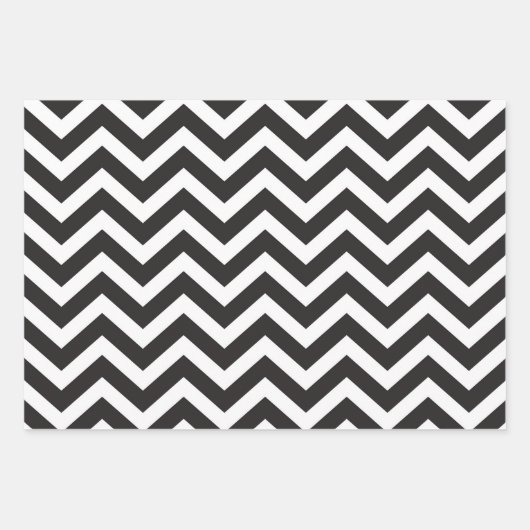 Feuille De Papier Cadeau Chevron Épais Noir & Blanc Mariage Nouvel An (Devant)